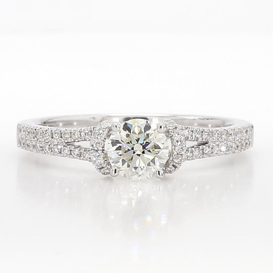 Natural White Round Diamond 0.71 Carat TW White Gold Cocktail Ring