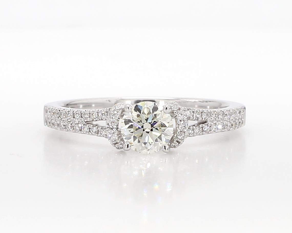 Natural White Round Diamond 0.71 Carat TW White Gold Cocktail Ring