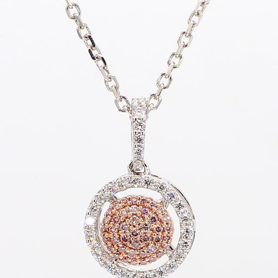 Natural Pink Round Diamond 0.30 Carat TW Rose Gold Drop Pendant