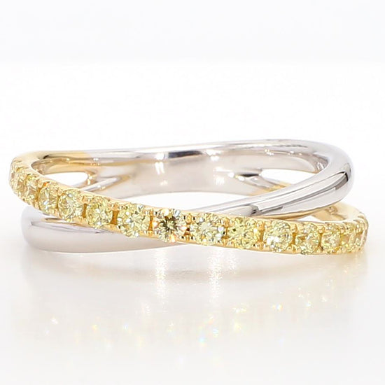 Natural Yellow Round Diamond .47 Carat TW Gold Wedding Band