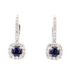 Natural Blue Round Sapphire and Diamond 1.05 Carat TW Gold Drop Earrings