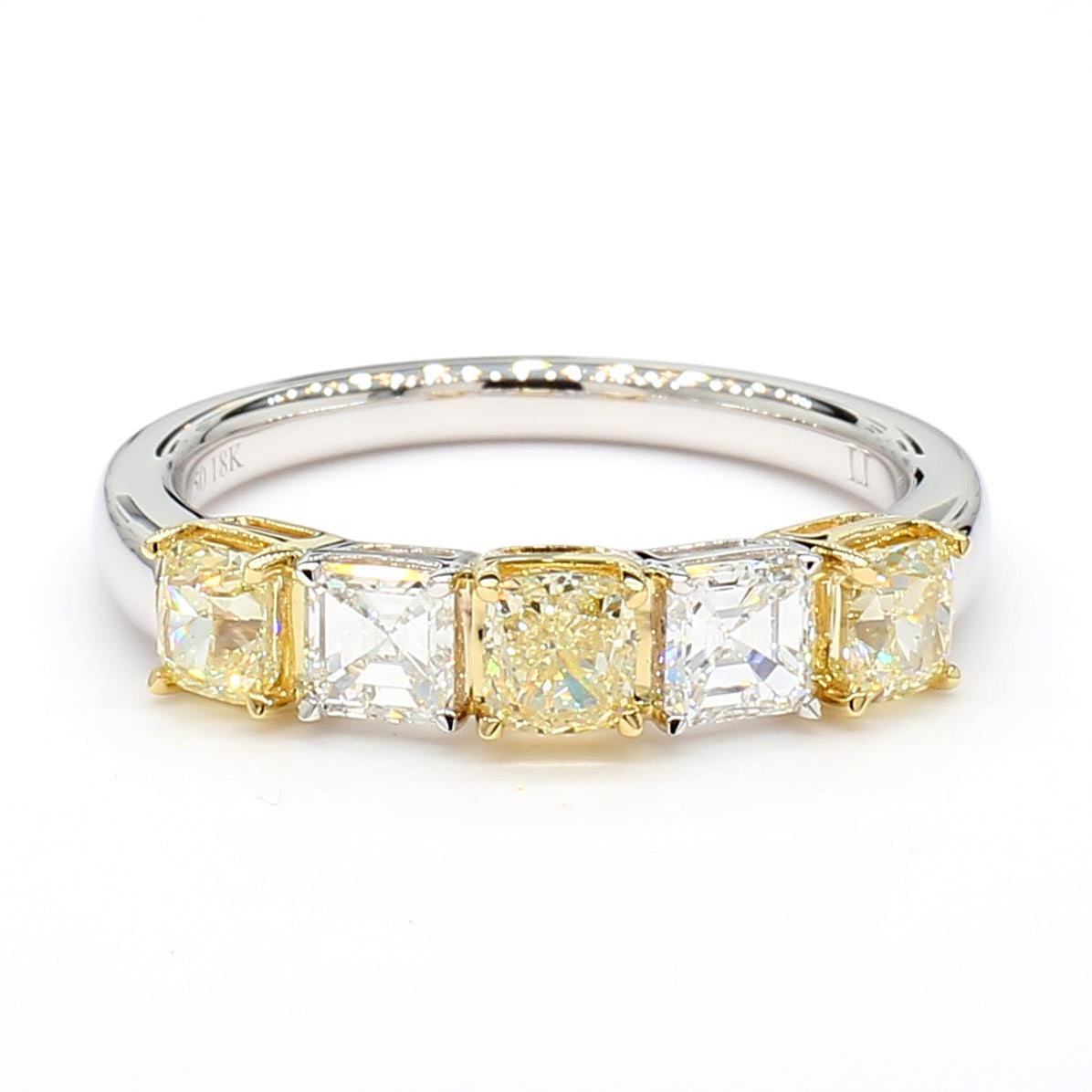 Natural Yellow Cushion Diamond 1.04 Carat TW Gold Cocktail Band