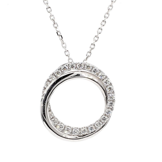 Natural White Round Diamond 0.65 Carat TW White Gold Drop Pendant