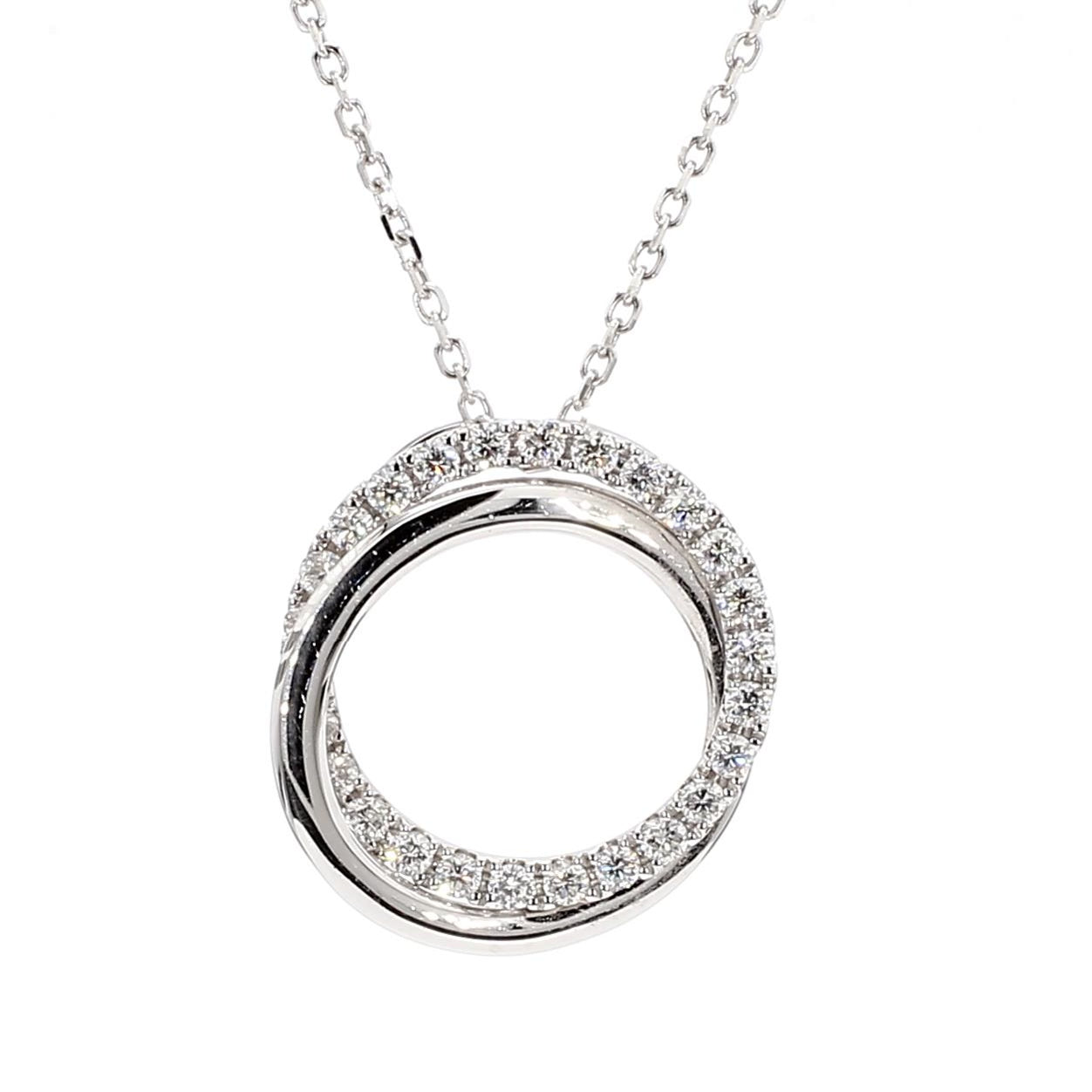 Natural White Round Diamond 0.65 Carat TW White Gold Drop Pendant
