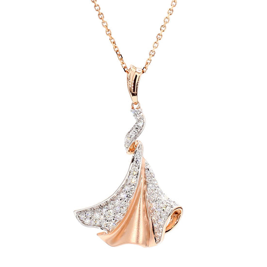 Natural White Round Diamond 0.46 Carat TW Rose Gold Drop Pendant