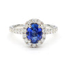 Natural Blue Oval Sapphire and White Diamond 2.07 Carat TW Gold Cocktail Ring