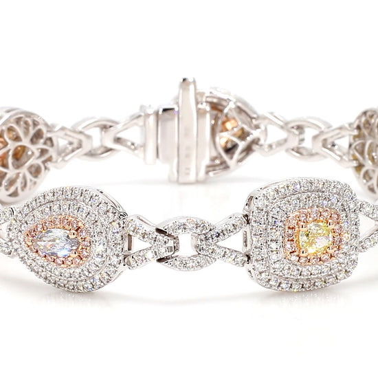 GIA Certified Natural Fancy Blue Diamond 4.30 Carat TW Gold Tennis Bracelet