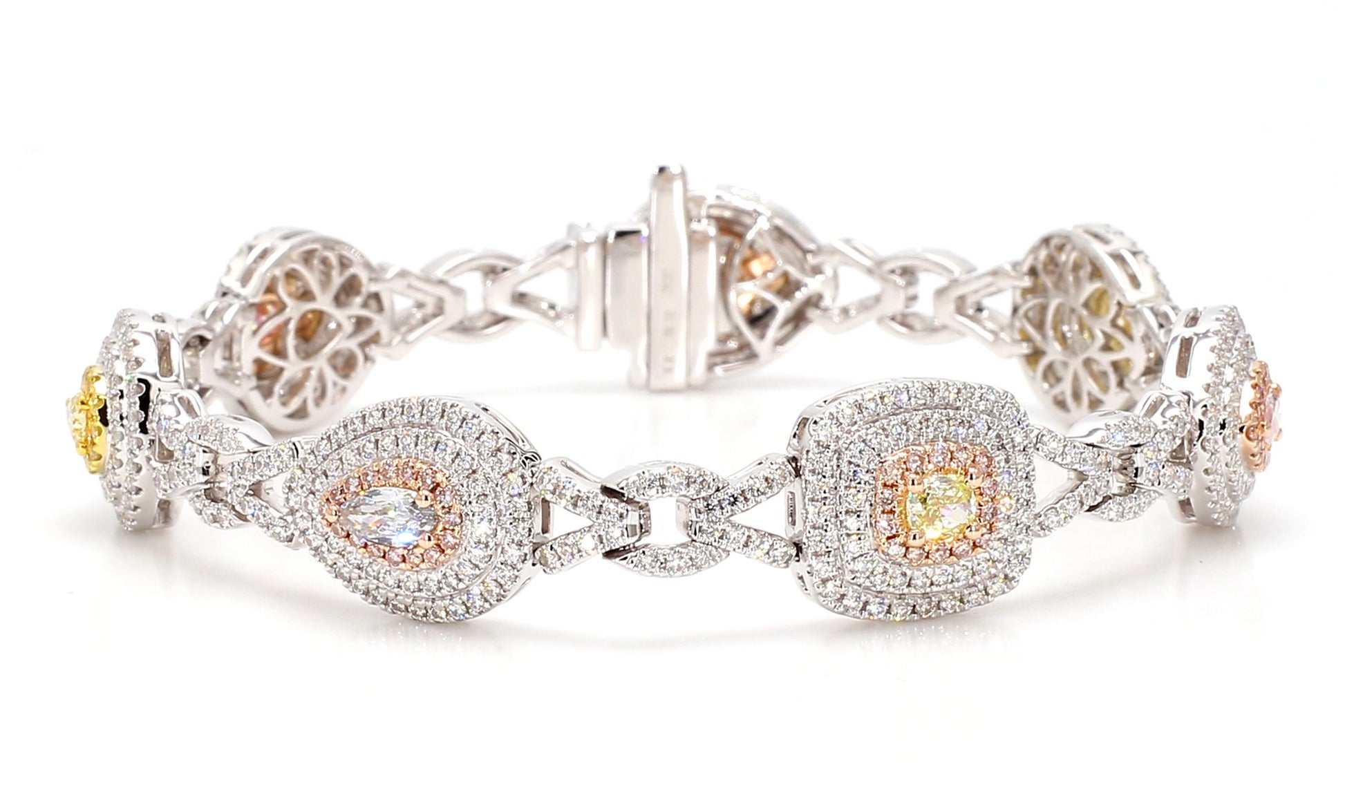 GIA Certified Natural Fancy Blue Diamond 4.30 Carat TW Gold Tennis Bracelet