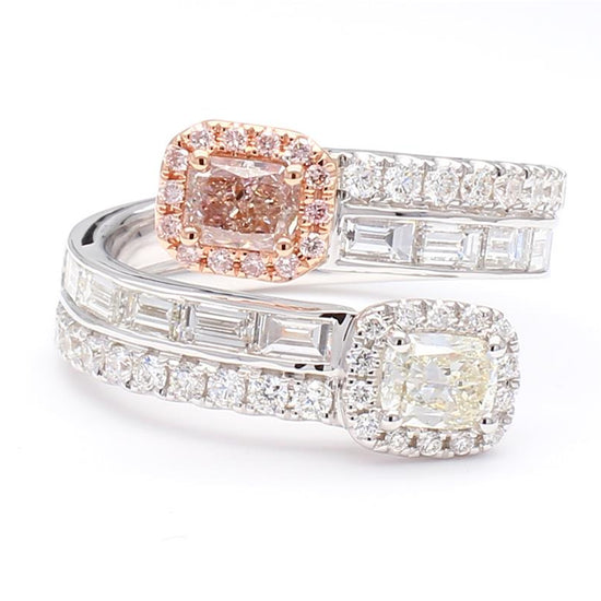 GIA Certified Natural Pink Radiant Diamond 2.05 Carat TW Gold Cocktail Ring