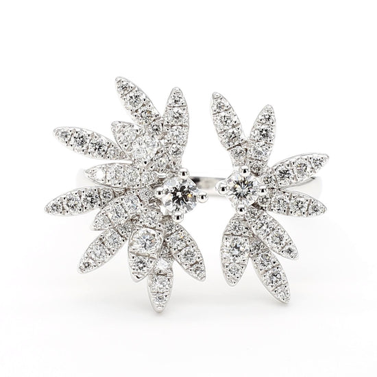 Natural White Round Diamond 0.82 Carat TW White Gold Cocktail Ring