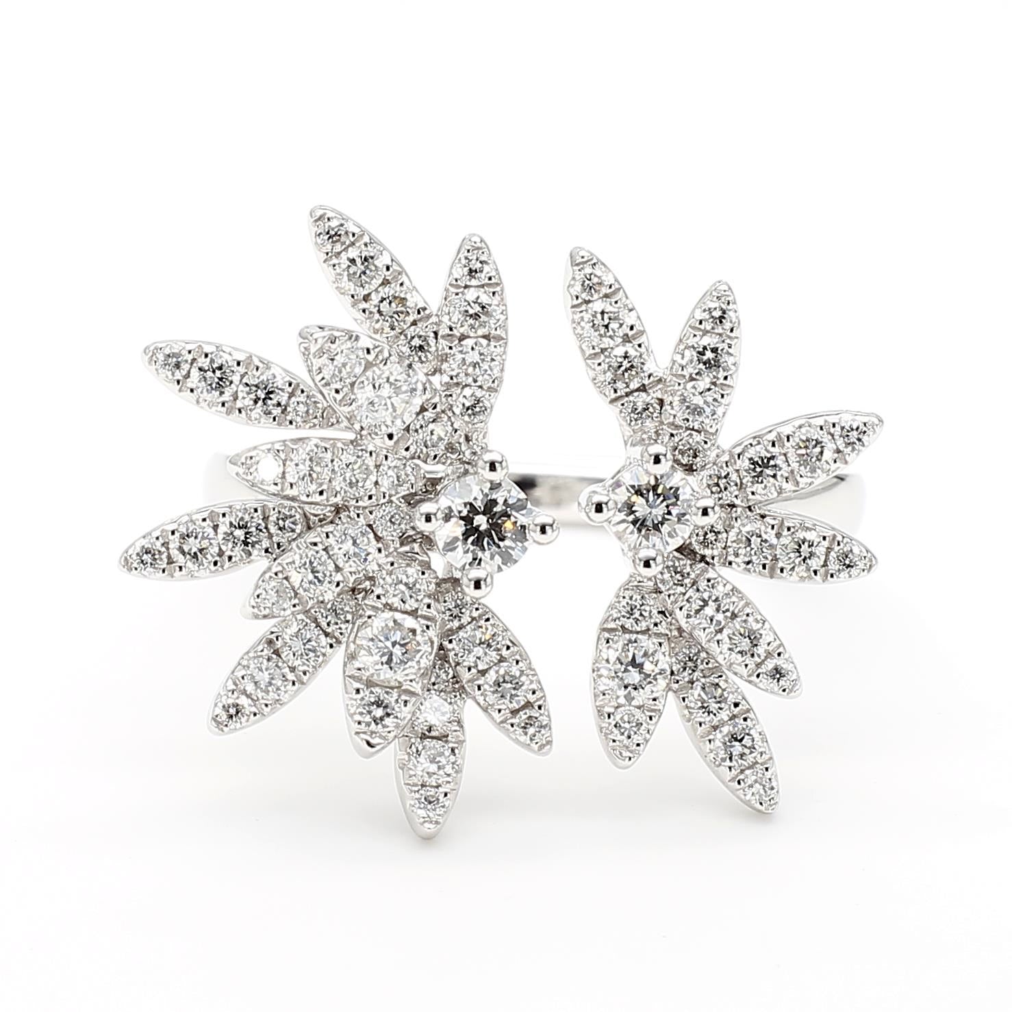 Natural White Round Diamond 0.82 Carat TW White Gold Cocktail Ring