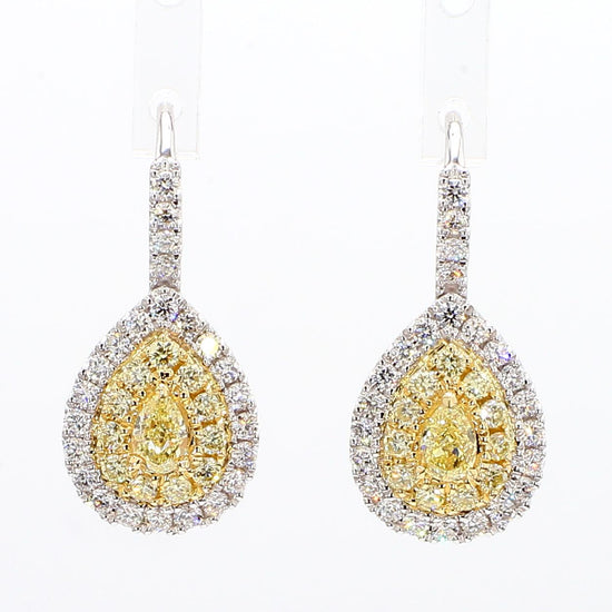 Natural Yellow Pear Diamond 1.52 Carat Tw Gold Drop Earrings