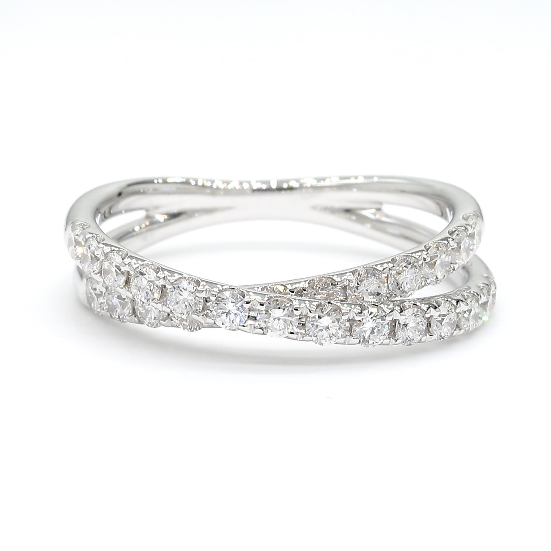 Natural White Round Diamond 0.69 Carat TW White Gold Cocktail Band