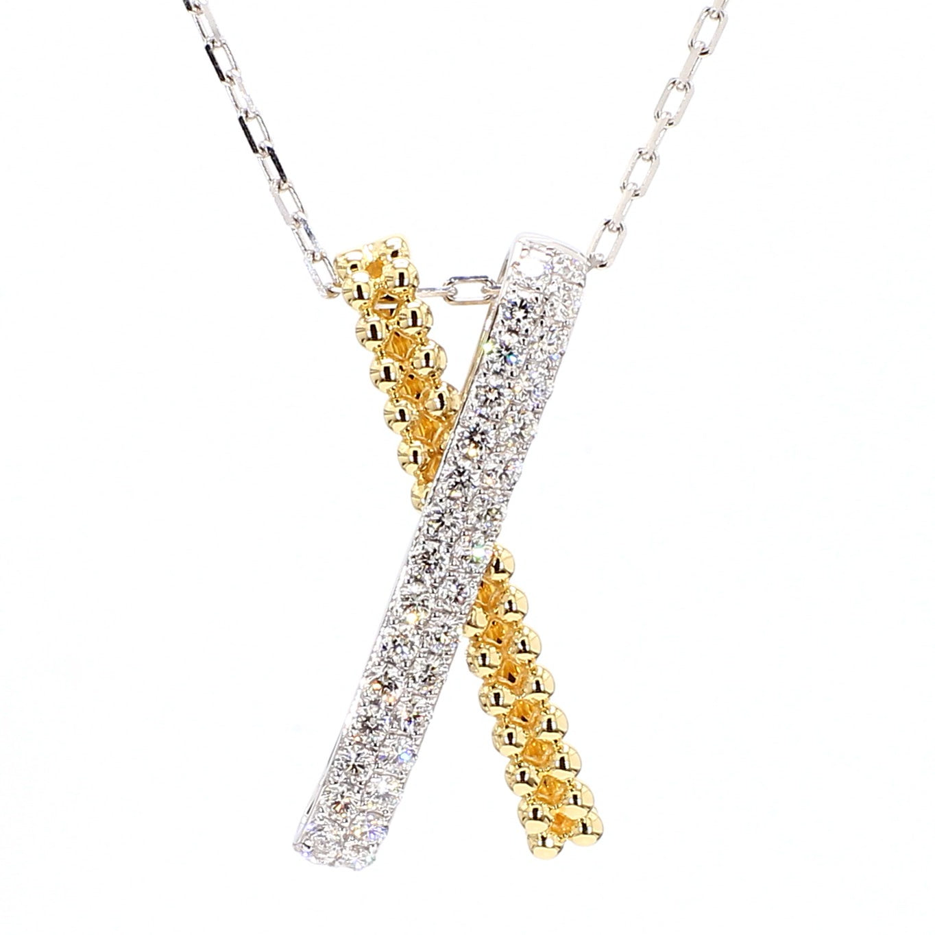 Natural White Round Diamond 0.42 Carat TW Gold Drop Pendant