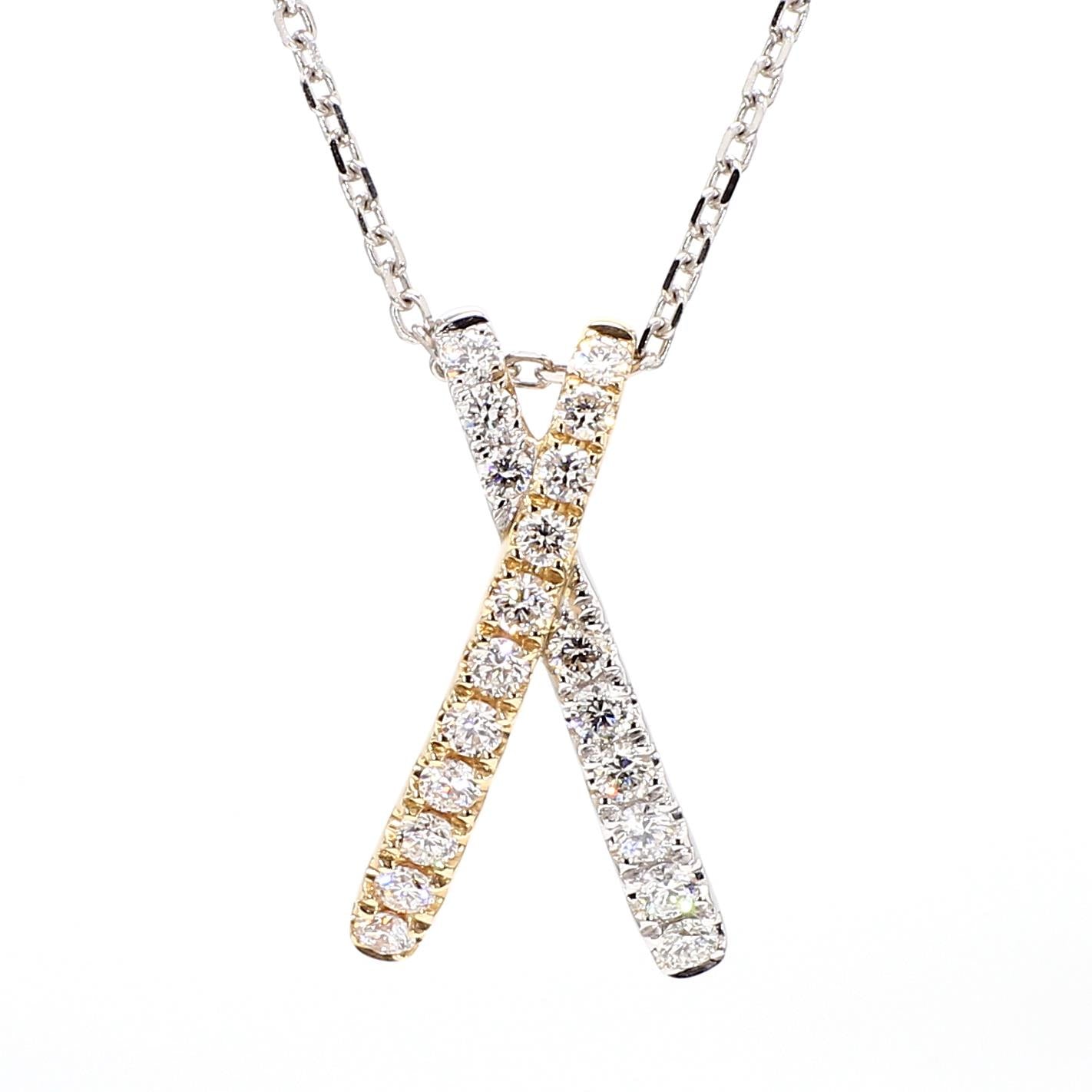 Natural White Round Diamond 0.56 Carat TW Yellow Gold Drop Pendant