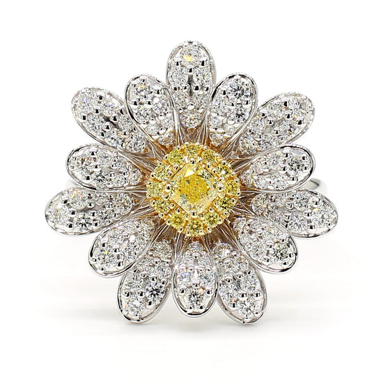 Natural Yellow Cushion Diamond 1.23 Carat TW Gold Cocktail Ring