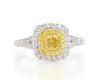 GIA Certified Natural Yellow Cushion Diamond 1.15 Carat TW Gold Cocktail Ring