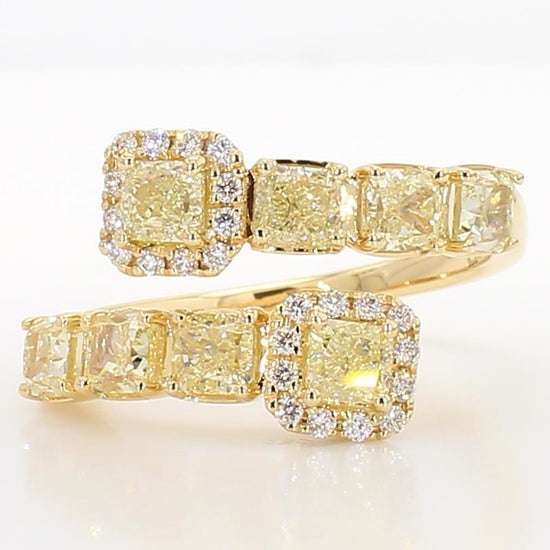 Natural Yellow Cushion Diamond 1.57 Carat TW Gold Cocktail Band