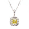 GIA Certified Natural Yellow Radiant Diamond 0.74 Carat TW Gold Drop Pendant