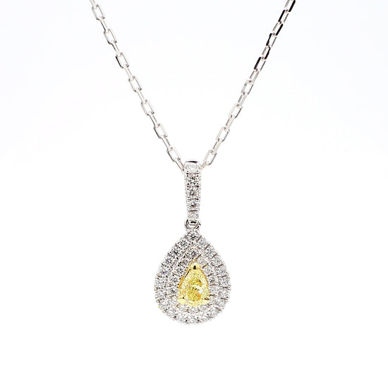 Natural Yellow Pear Diamond 0.43 Carat TW Gold Drop Pendant