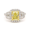 GIA Certified Natural Yellow Radiant Diamond 3.26 Carat TW Gold Cocktail Ring