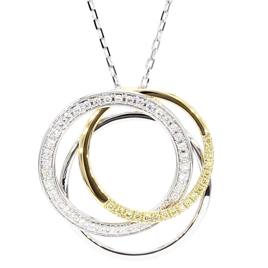 Natural Yellow Round Diamond 0.42 Carat TW Gold Pendant