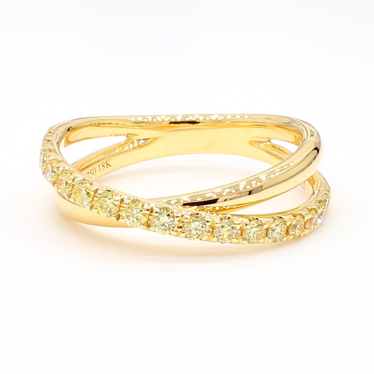 Natural Yellow Round Diamond 0.47 Carat TW Gold Cocktail Band