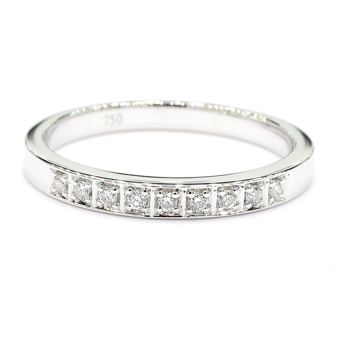 Natural White Round Diamond 0.10 Carat TW White Gold Wedding Band