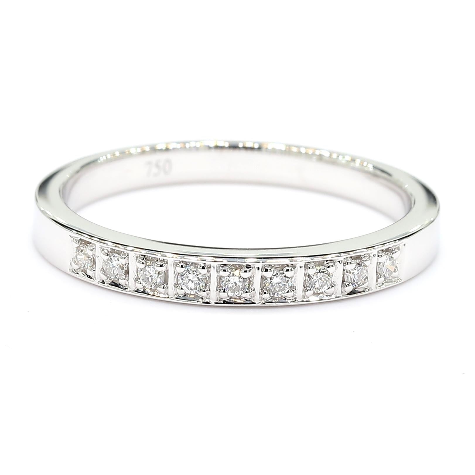 Natural White Round Diamond 0.10 Carat TW White Gold Wedding Band