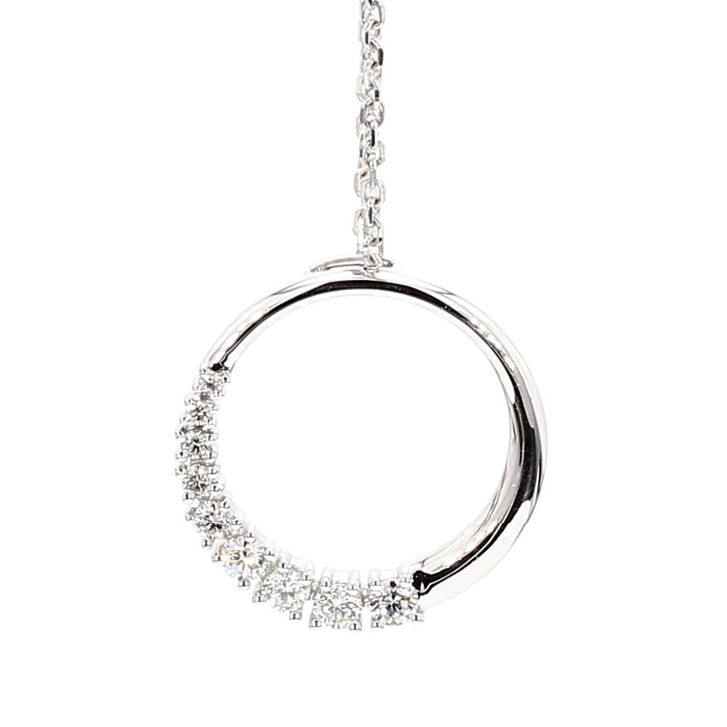 Natural White Round Diamond 0.32 Carat TW White Gold Drop Pendant