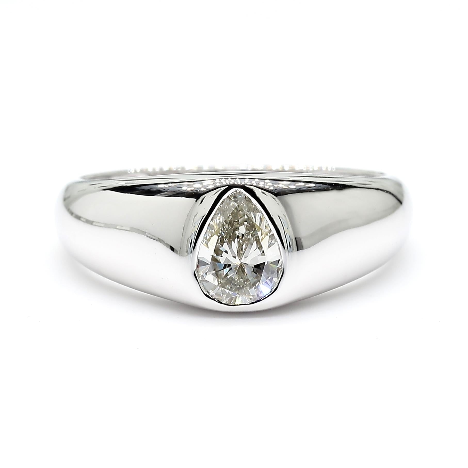 Natural White Pear Diamond 0.52 Carat TW White Gold Cocktail Band