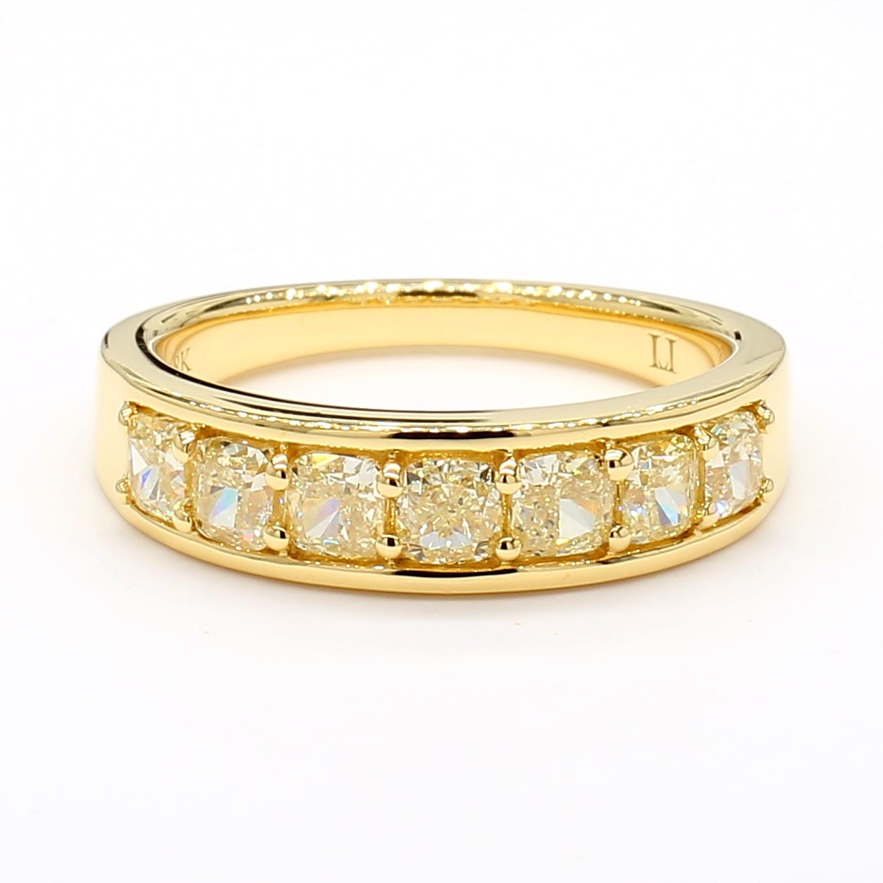 Natural Yellow Cushion Diamond 1.44 Carat TW Gold Cocktail Band