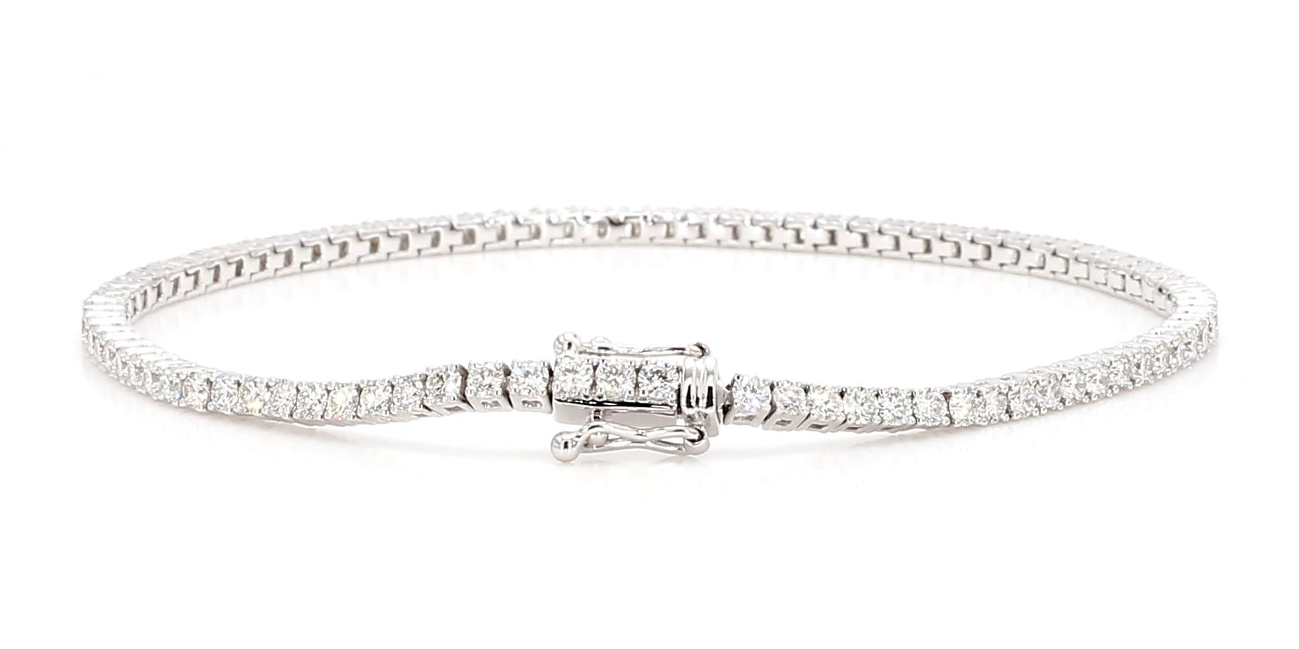 Natural White Round Diamond 2.53 Carat TW White Gold Tennis Bracelet