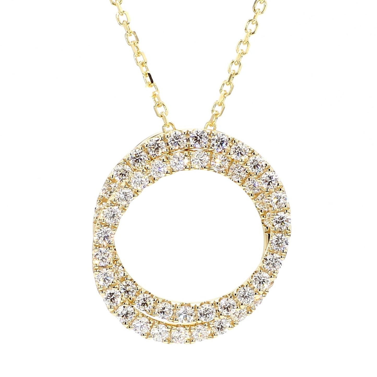 Natural White Round Diamond 1.20 Carat TW Yellow Gold Drop Pendant