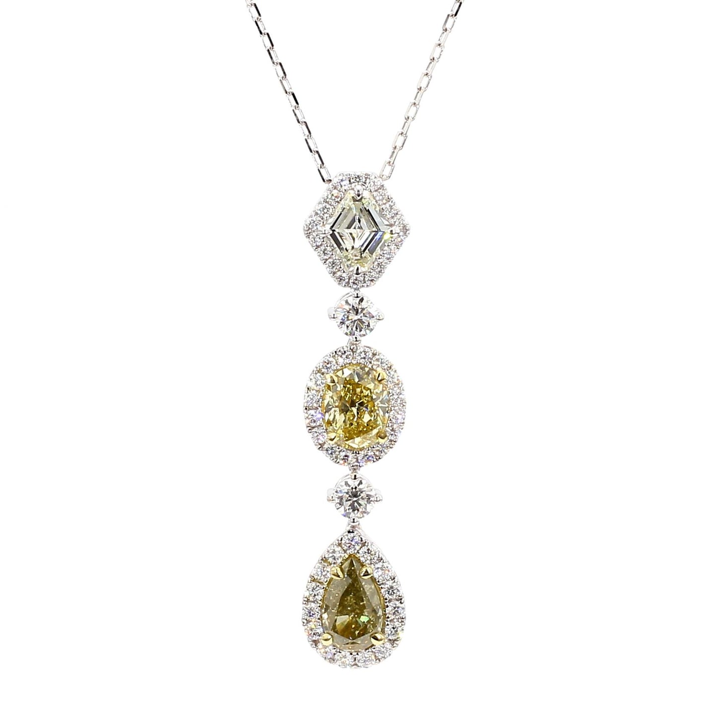 GIA Certified Natural Fancy Color Mix Diamond 4.35 Carat TW Gold Drop Pendant