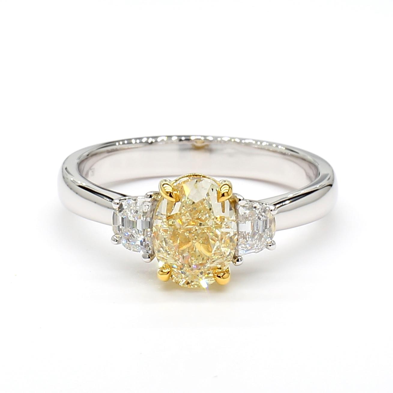 GIA Certified Natural Yellow Oval Diamond 1.82 Carat TW Gold Cocktail Ring