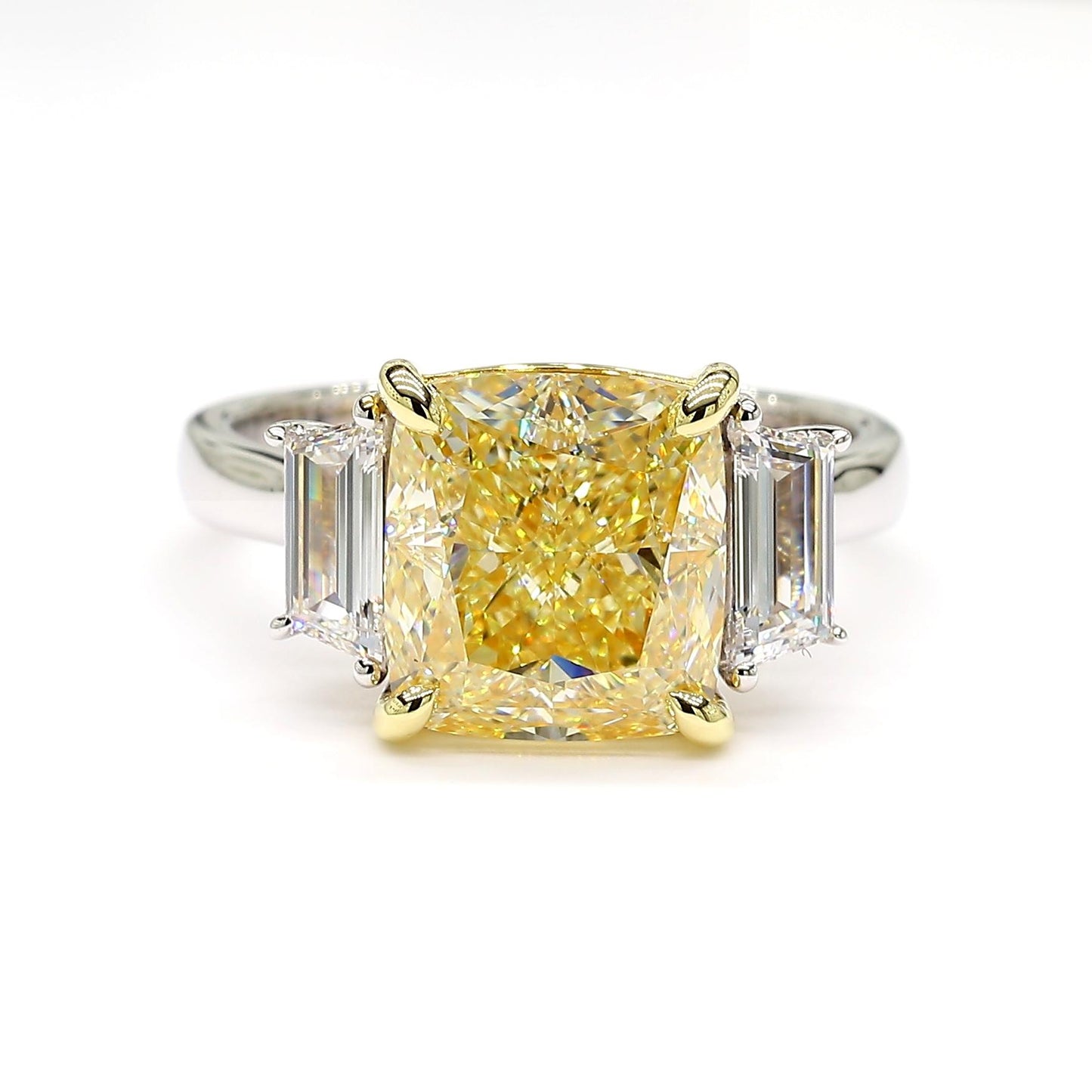 GIA Certified Natural Yellow Cushion Diamond 5.65 Carat TW Gold Cocktail Ring