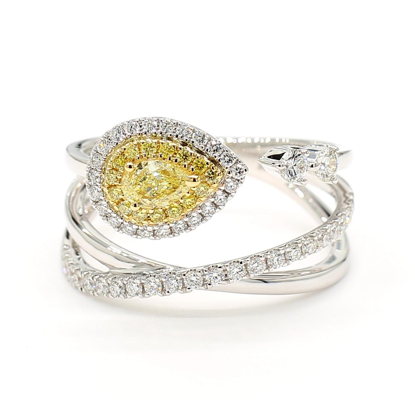 Natural Yellow Pear Diamond 0.75 Carat Tw Gold Cocktail Ring