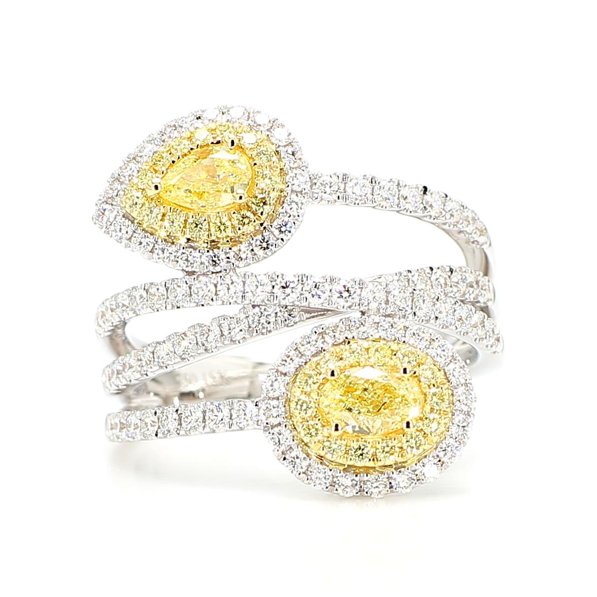 Natural Yellow Oval Diamond 1.51 Carat Tw Gold Cocktail Ring