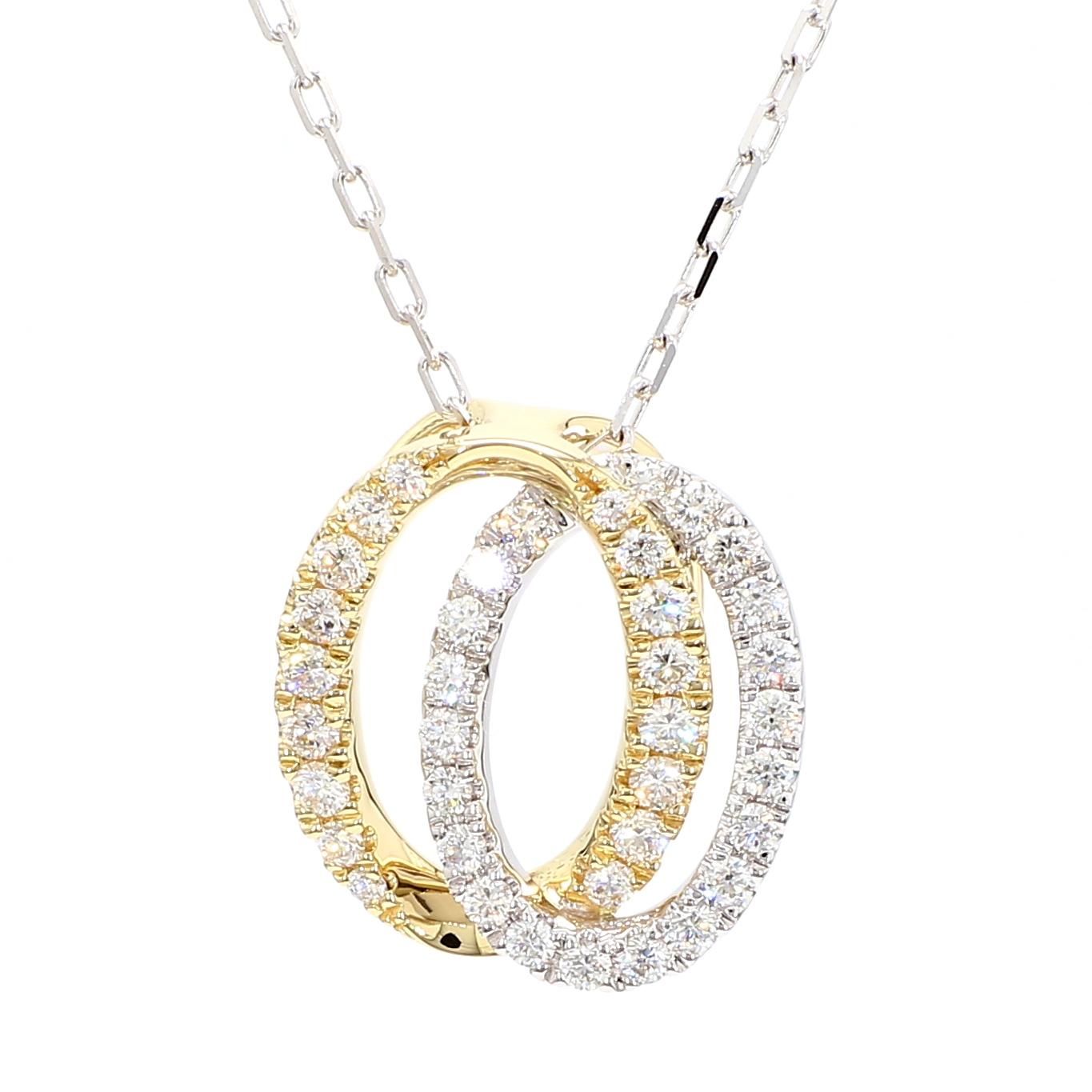 Natural White Round Diamond 0.56 Carat TW Gold Drop Pendant