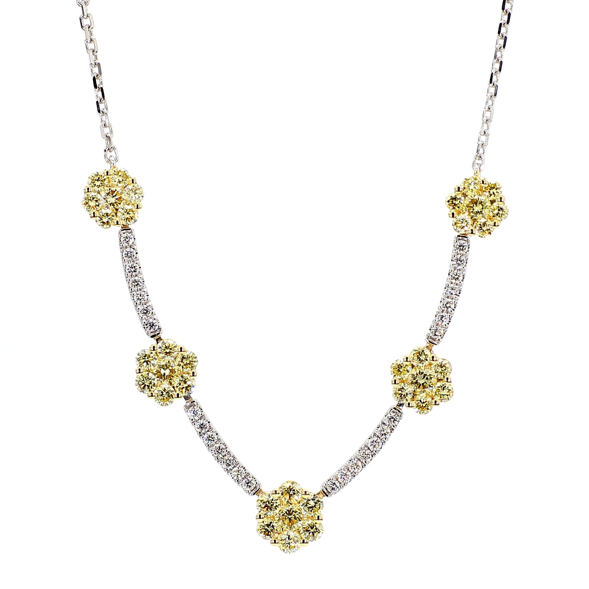 Natural Yellow Round Diamond 1.06 Carat TW Gold Drop Necklace
