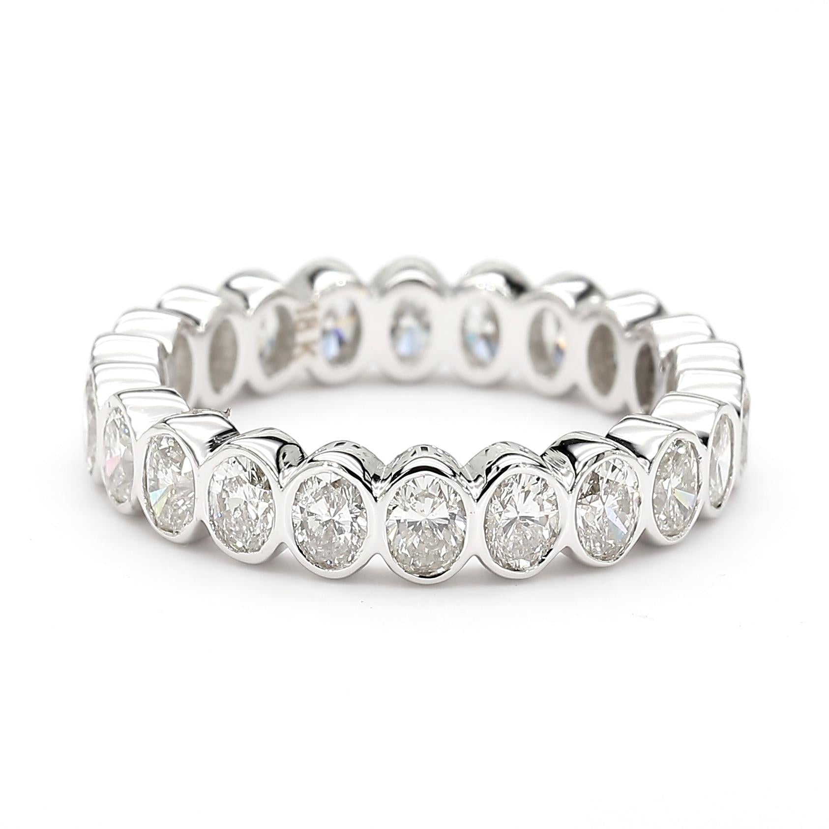 Natural White Oval Diamond 2.71 Carat TW White Gold Cocktail Band