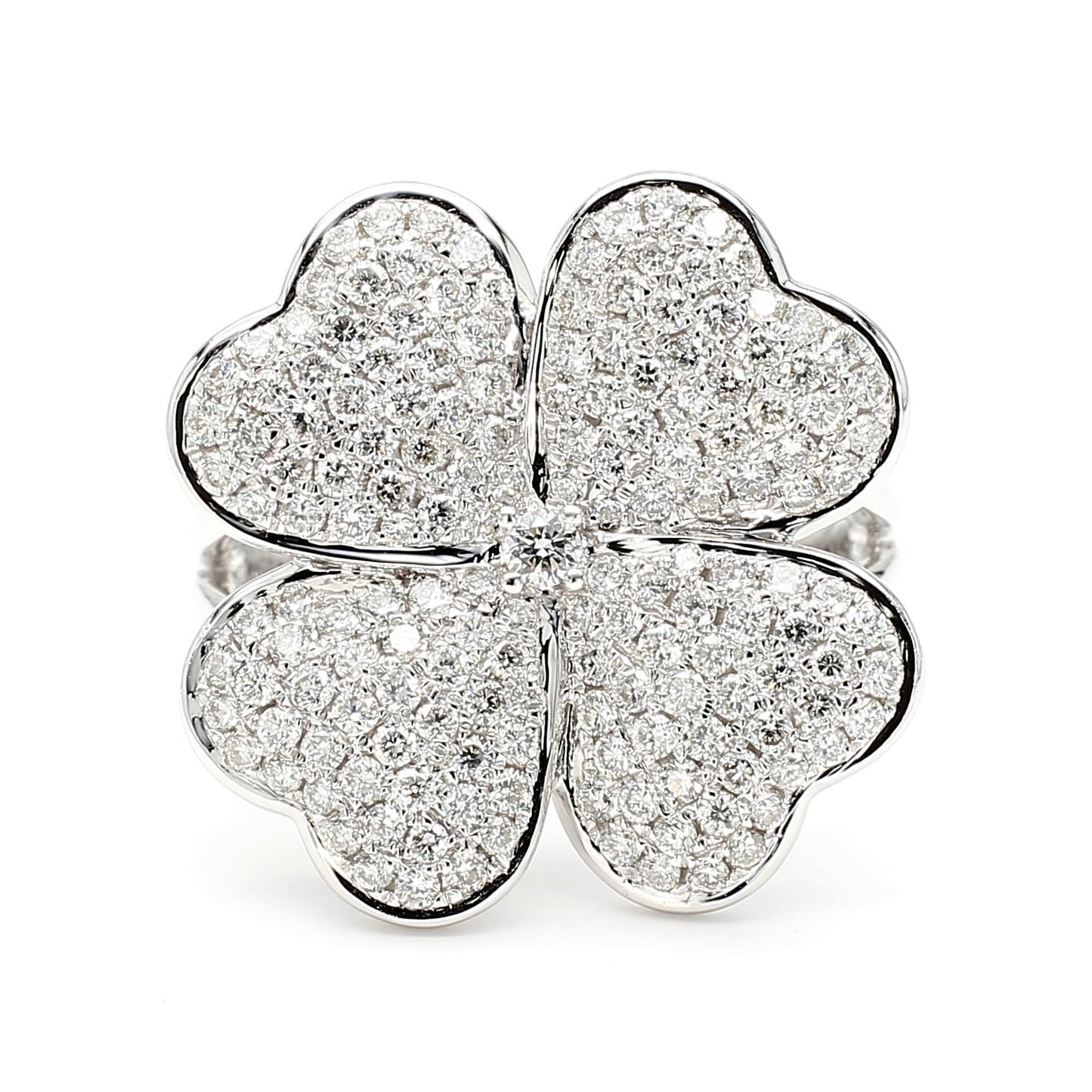 Natural White Round Diamond 1.16 Carat TW White Gold Cocktail Ring