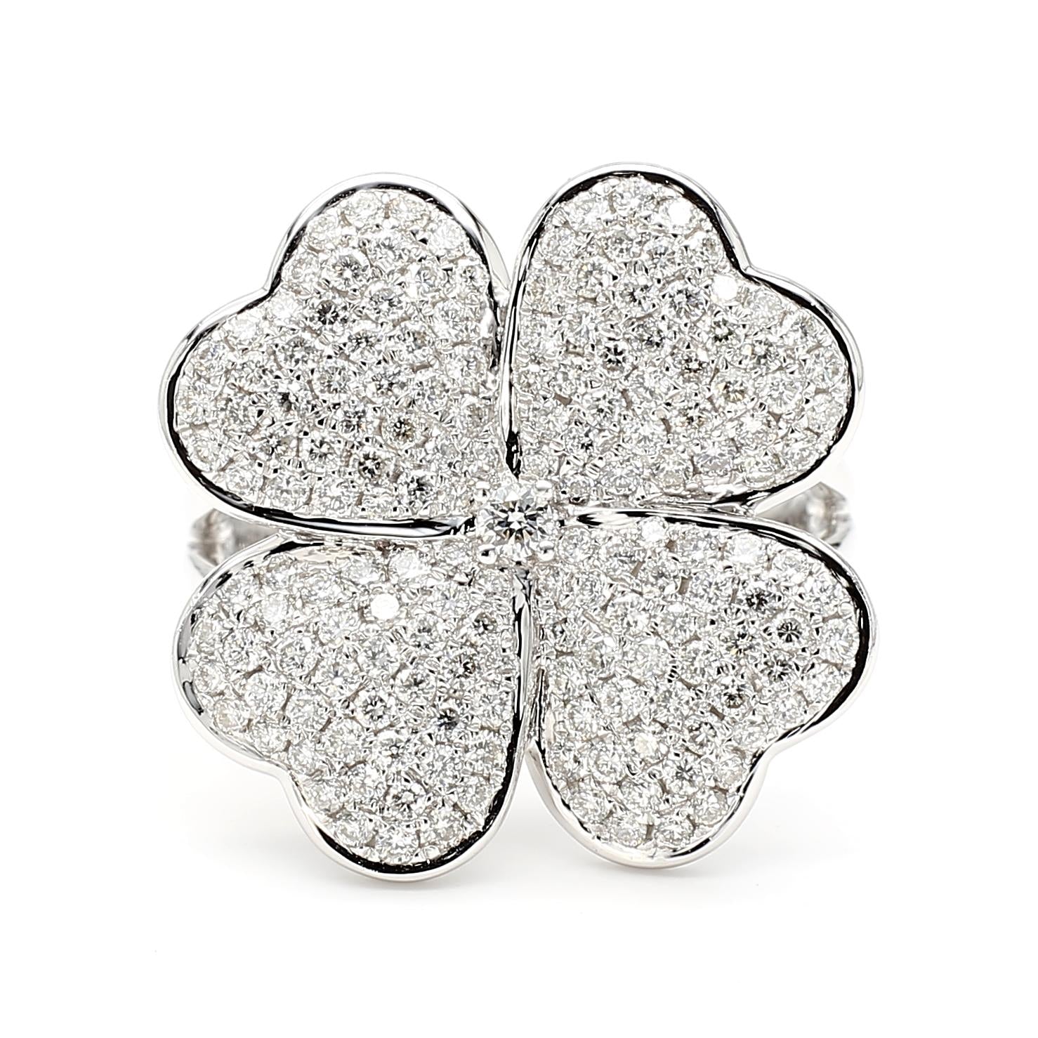Natural White Round Diamond 1.16 Carat TW White Gold Cocktail Ring