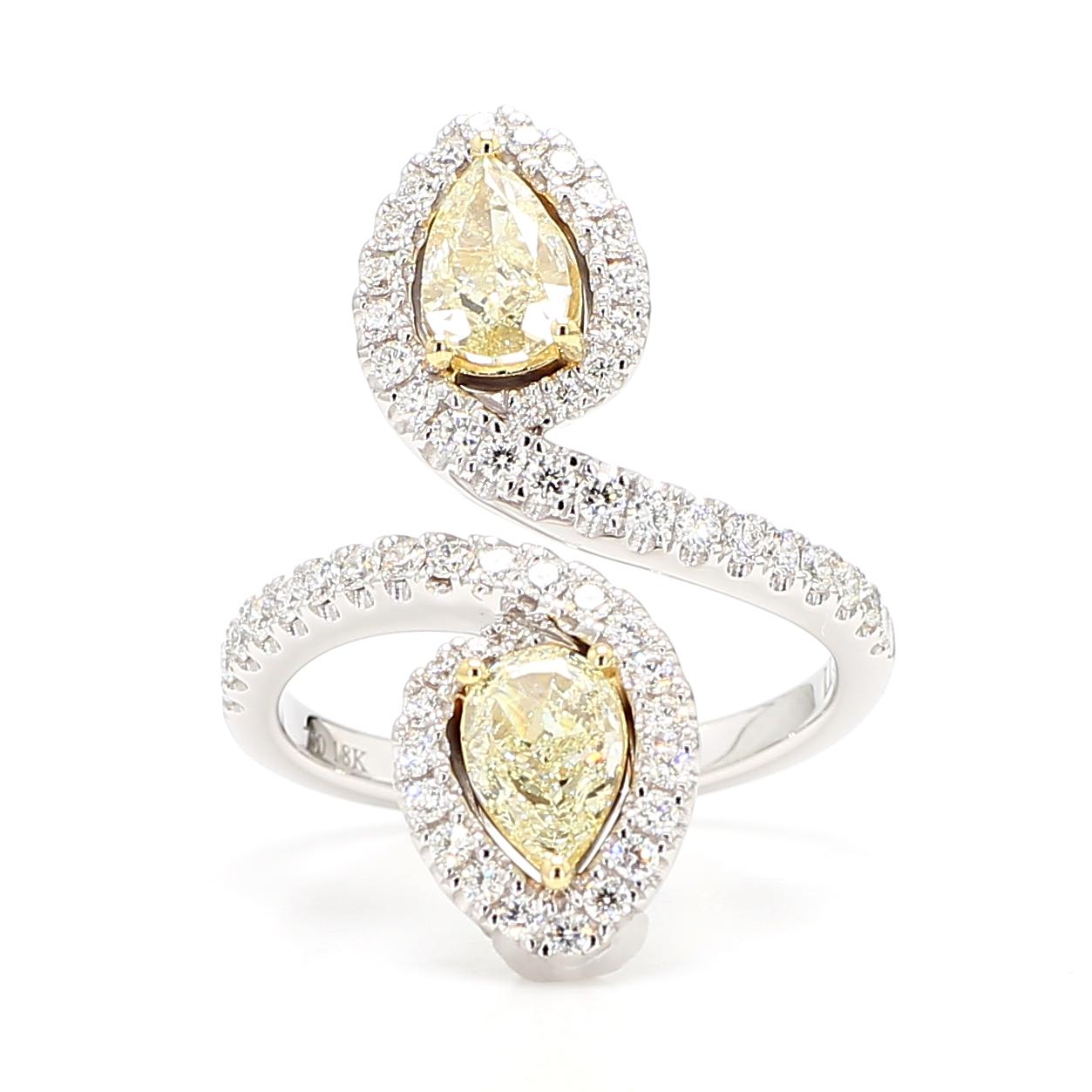 Natural Yellow Pear Diamond 2.15 Carat Tw Gold Cocktail Ring