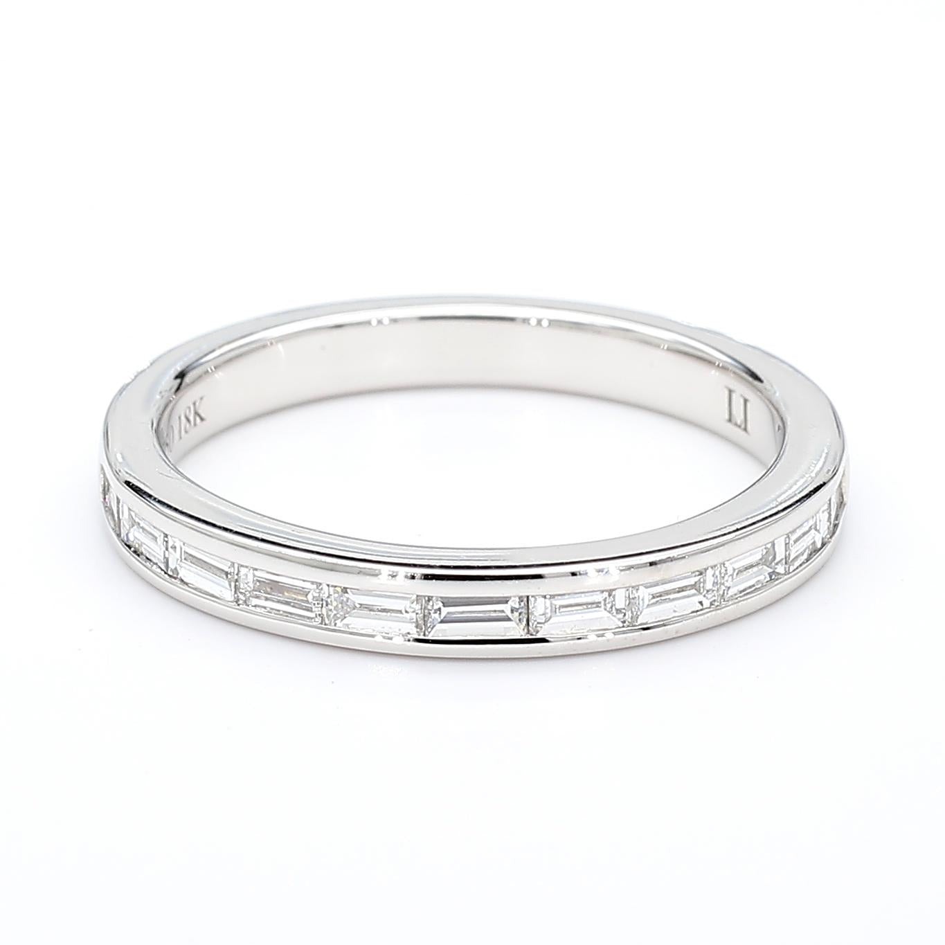 Natural White Baguette Diamond .40 Carat TW White Gold Wedding Band