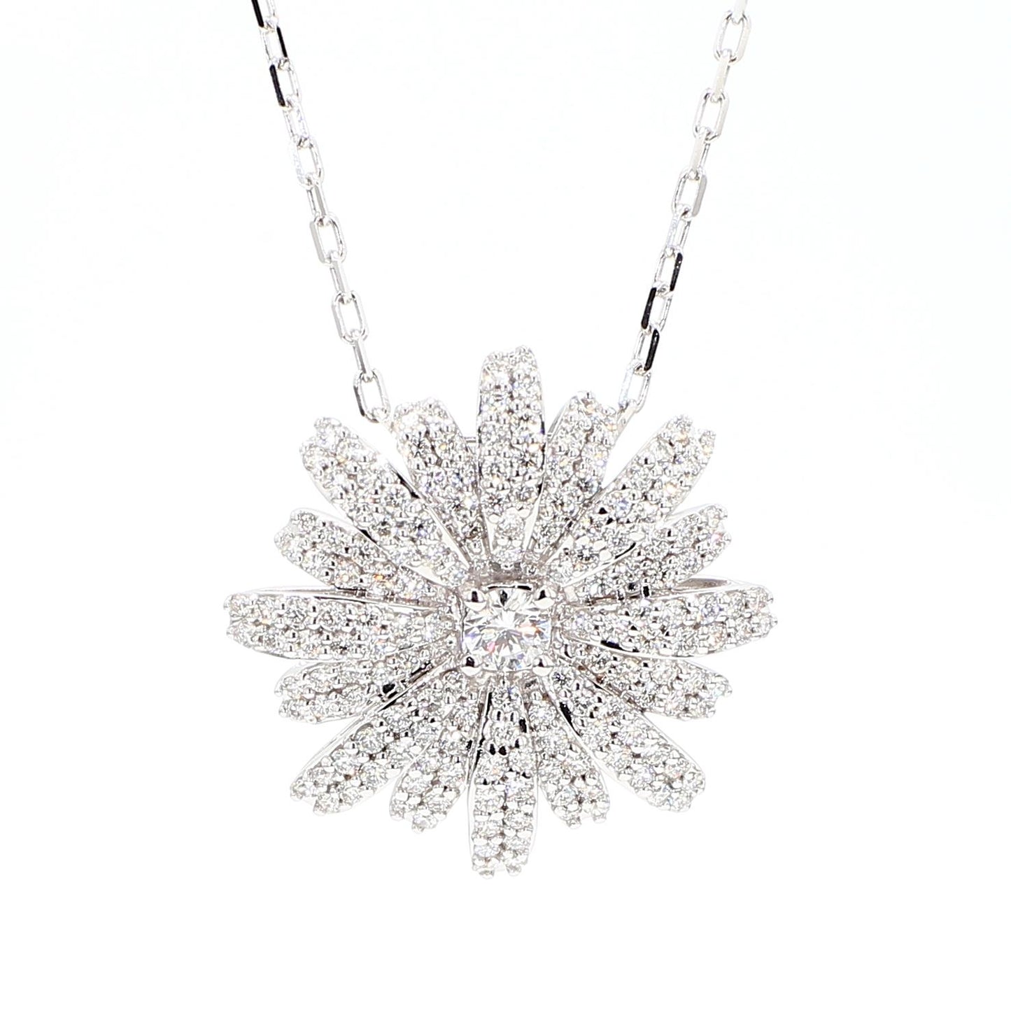 Natural White Round Diamond 0.78 Carat TW White Gold Drop Pendant