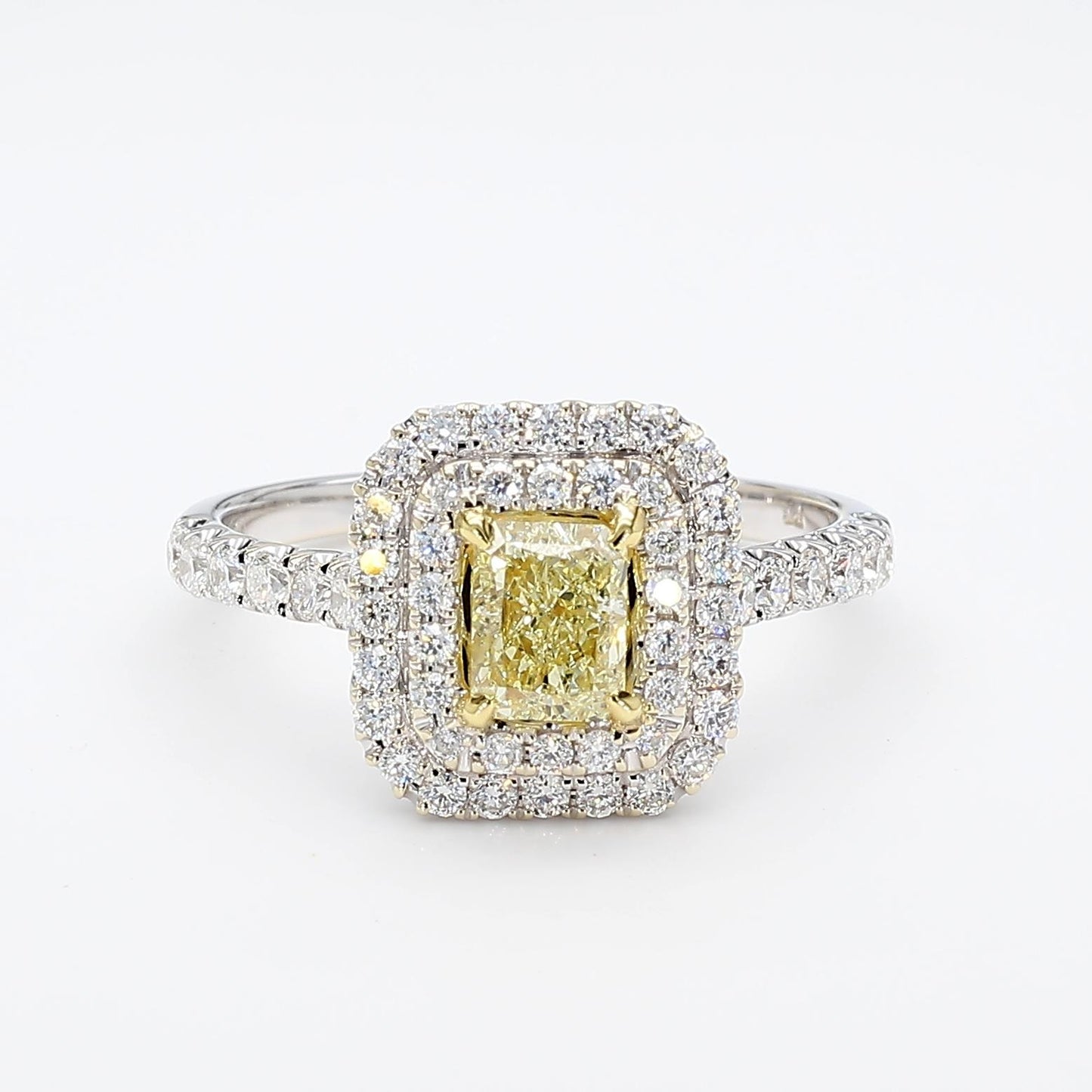 GIA Certified Natural Yellow Radiant Diamond 1.30 Carat TW Gold Cocktail Ring