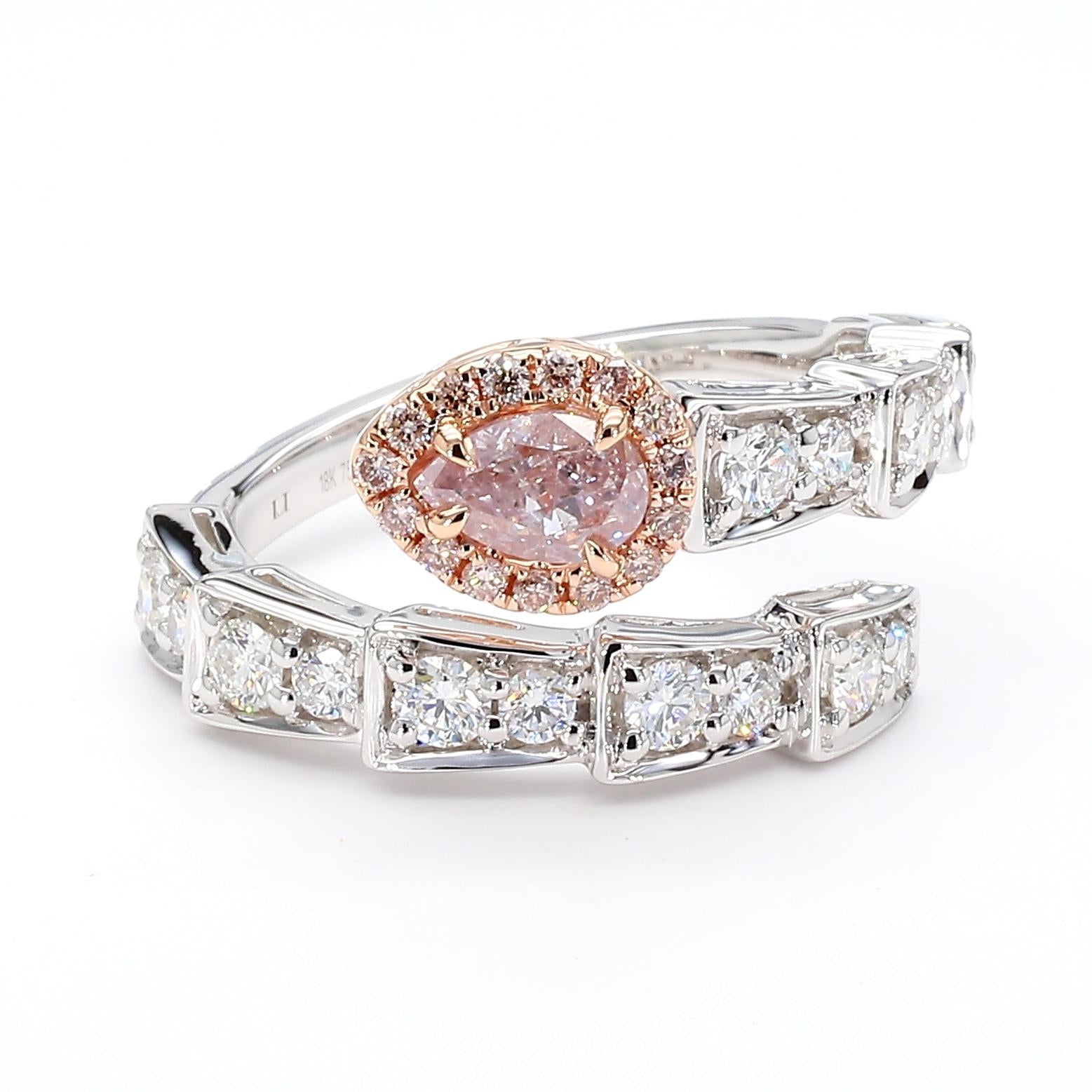 GIA Certified Fancy Light Purplish Pink Pear Diamond 1.41 Carat TW Gold Ring