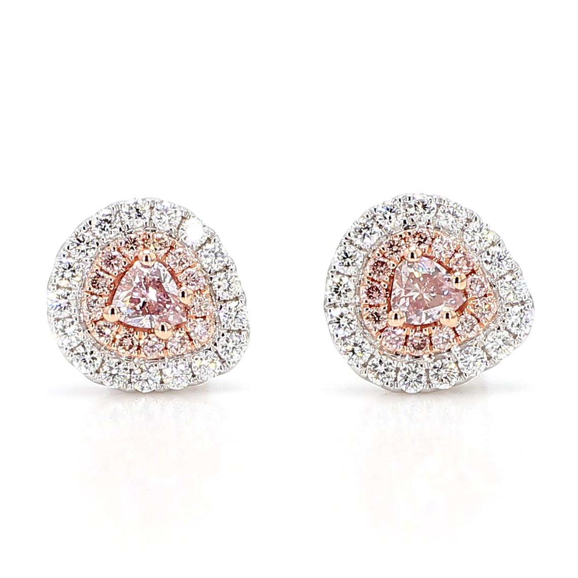 GIA Certified Fancy Pink Pear Diamond 1.07 Carat TW Gold Stud Earrings